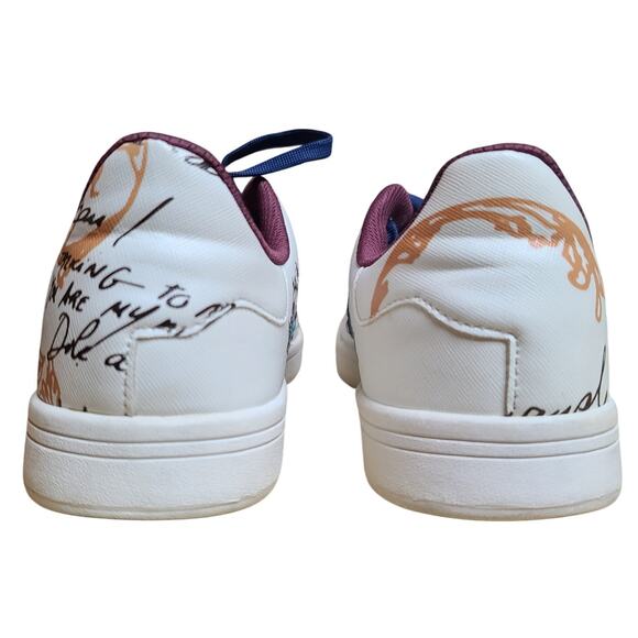 Desigual Cosmic Exotic Blanco Embellished White Blue Red Sneakers Shoes 9 - Picture 4 of 6